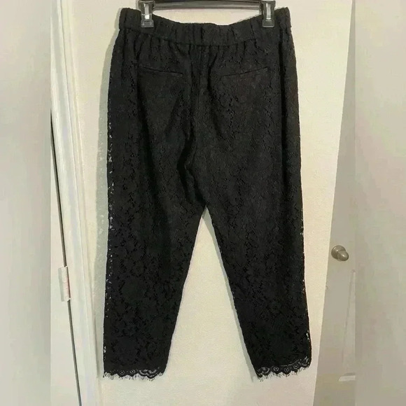J CREW Black Embroidery Fringe Cropped Capri Pants Womens Size 6 - Picture 5 of 9